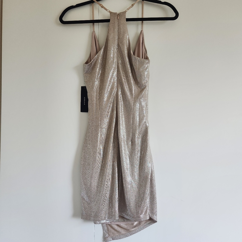 Lulu's Metallic Champagne Mini Dress - Picture 5 of 6